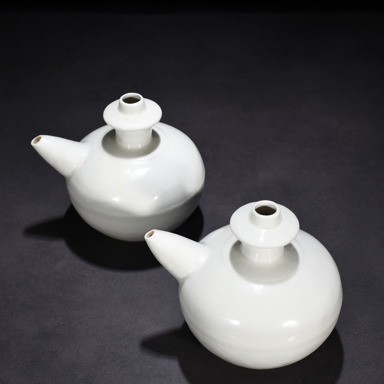 6.7″ China ming dynasty yongle mark Porcelain pair white glaze Flower fruit pot