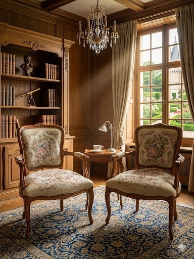 2 Vintage Italian Armchair French Louis XV Style Fauteuil Tapestry. excellent