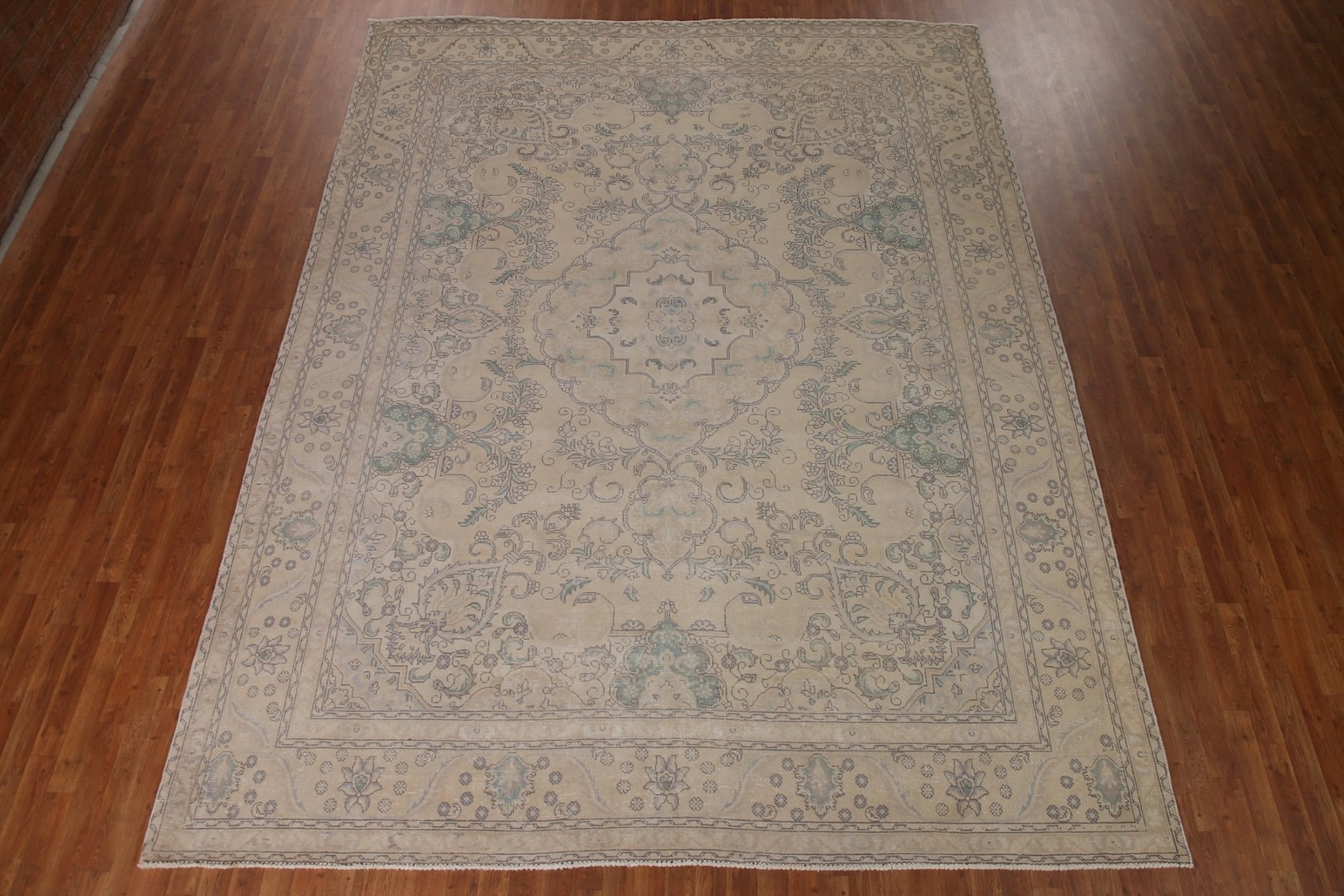 Distressed Traditional Area Rug 10×12 Hand-knotted Wool Vintage for Living Room