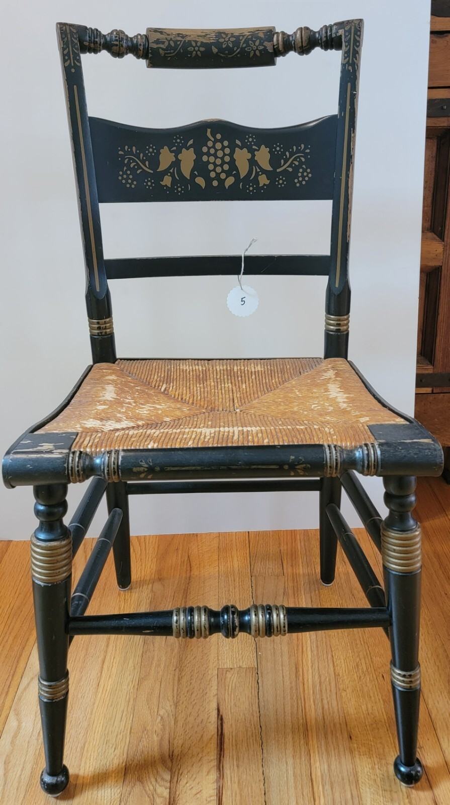 Vintage Tell City Hitchcock-Style Rush Seat Stenciled CHAIR #5
