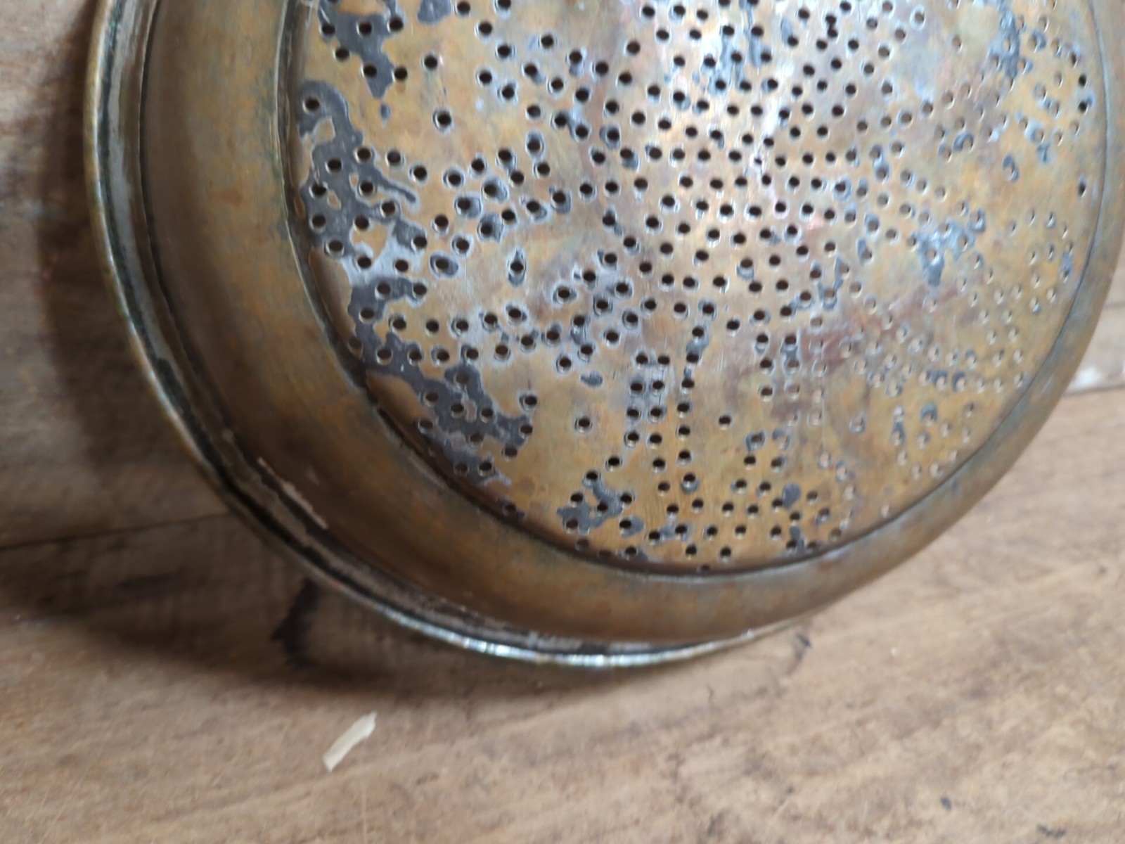 Antique Copper Colander Kitchen Folk Art Tool Flower Sieve Decor