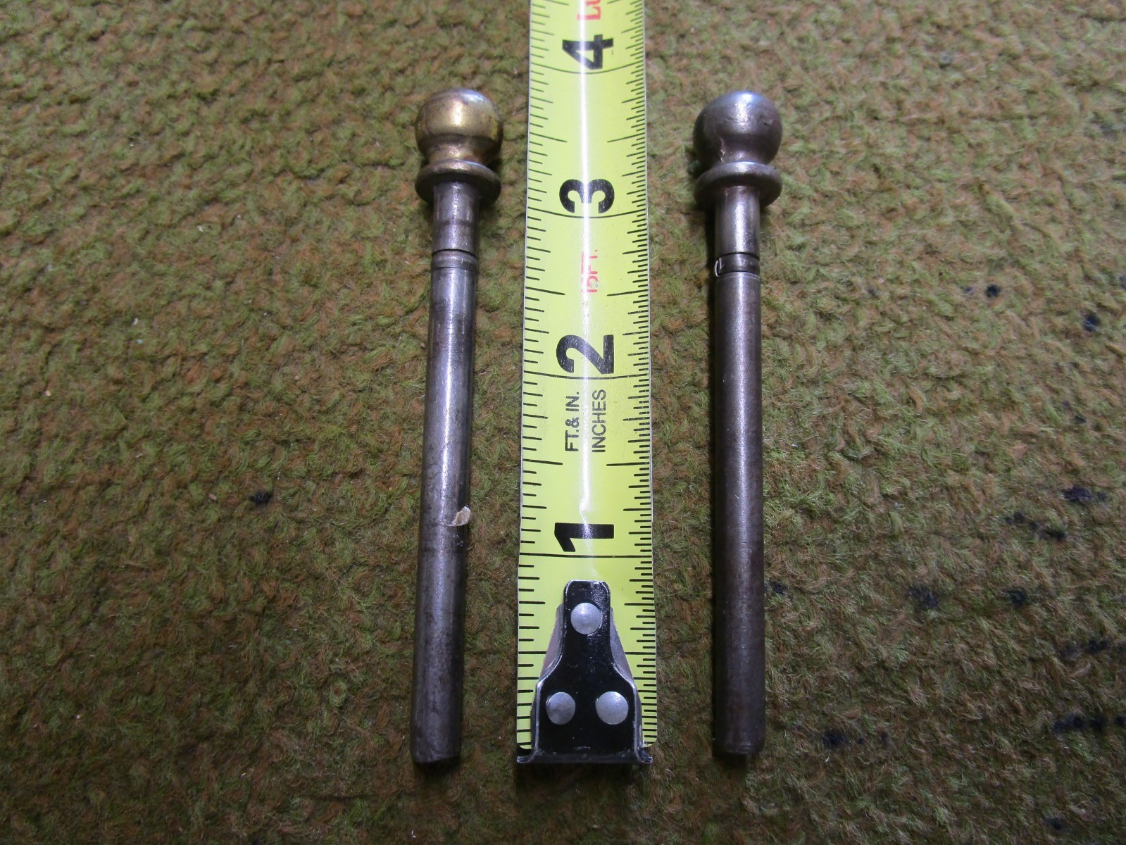 2 – Vintage Cannon Ball Top Finial Door Hinge Pins 3 3/4″ by 3 1/8” x 17/64″
