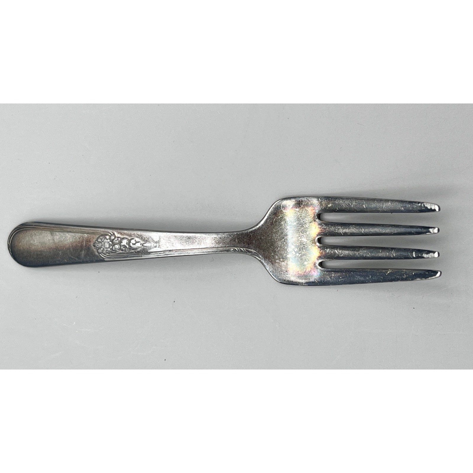 Holmes & Edwards Lovely Pattern Silverplate Youth Baby Fork Vtg 1937 IS 4.25″