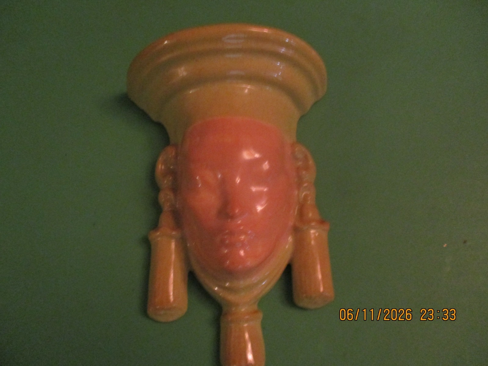 Vintage Asian Woman Ceramic 1950’s Wall Sconce (Unbranded) 5″ inches