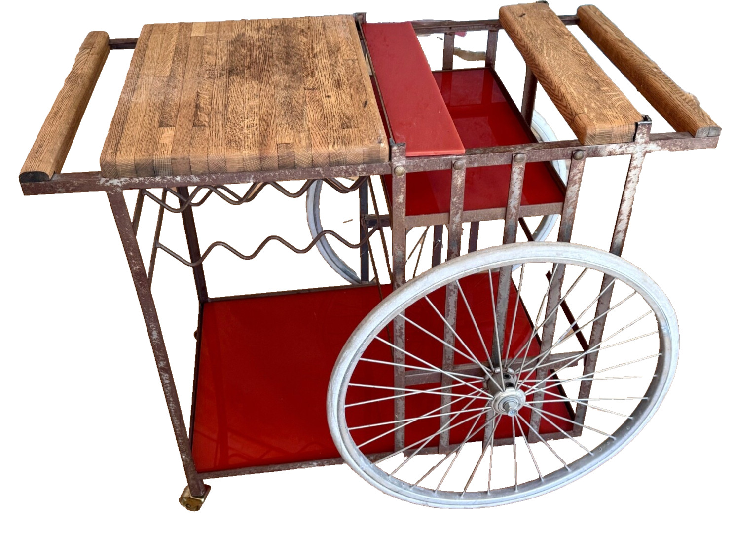 Bill Sanders California Design Iron Wood Acrylic Bar Cart Table Vtg Mcm
