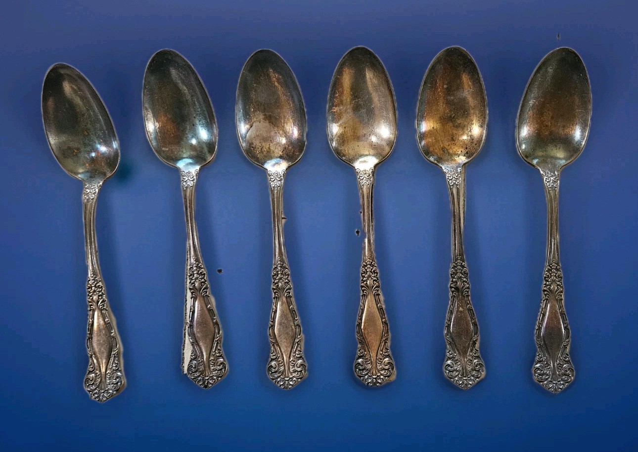 Set 6 Serving Spoons C. Rogers & Bros. A1 Silver Plate Crown 7+” Antique 1800s