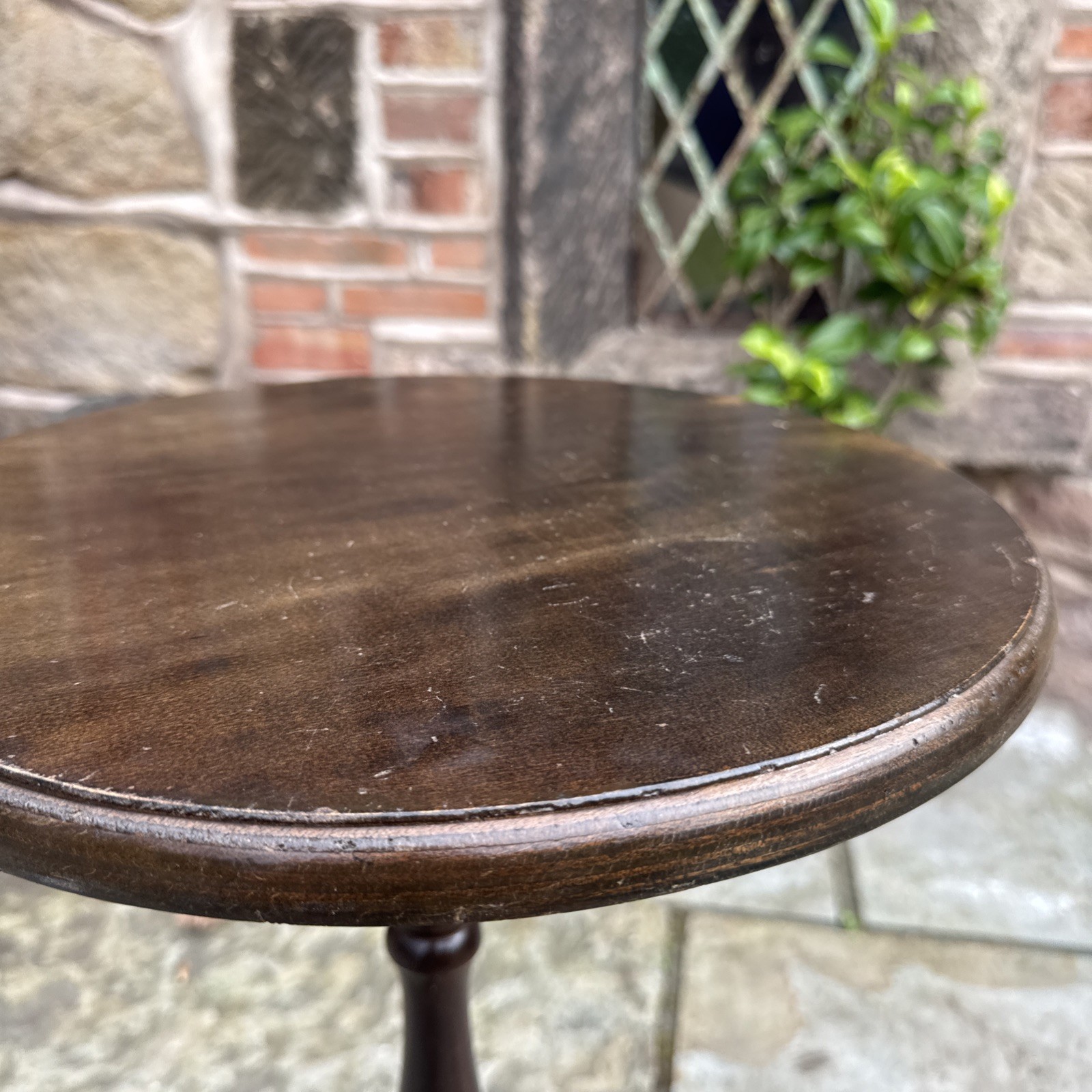 Occasional Wine Table Tripod Wood Turned Column Varnished Side Table Home Decor