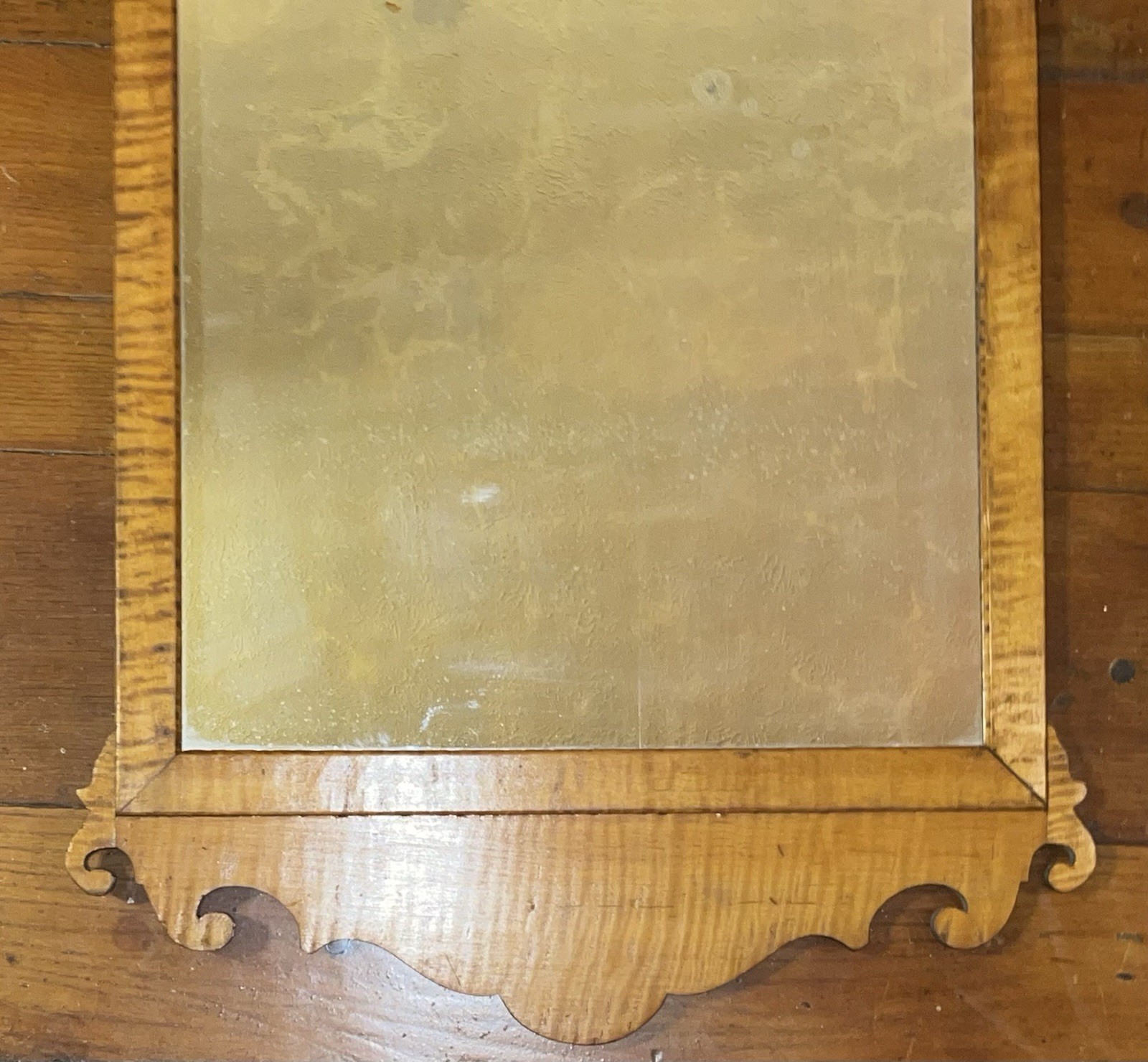 Antique Tiger Maple Chippendale Style Mirror Fine Artisan Bench Made