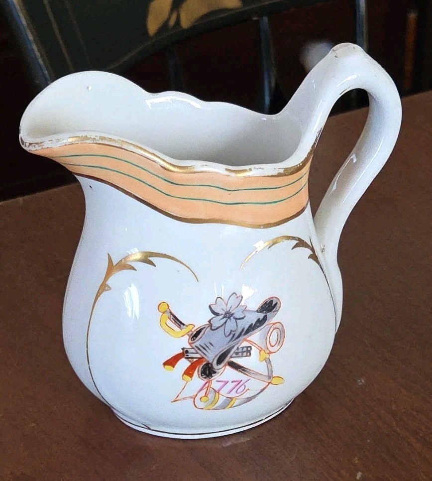 1776 Revolutionary War Commemorative Cream Pitcher 19th C English
