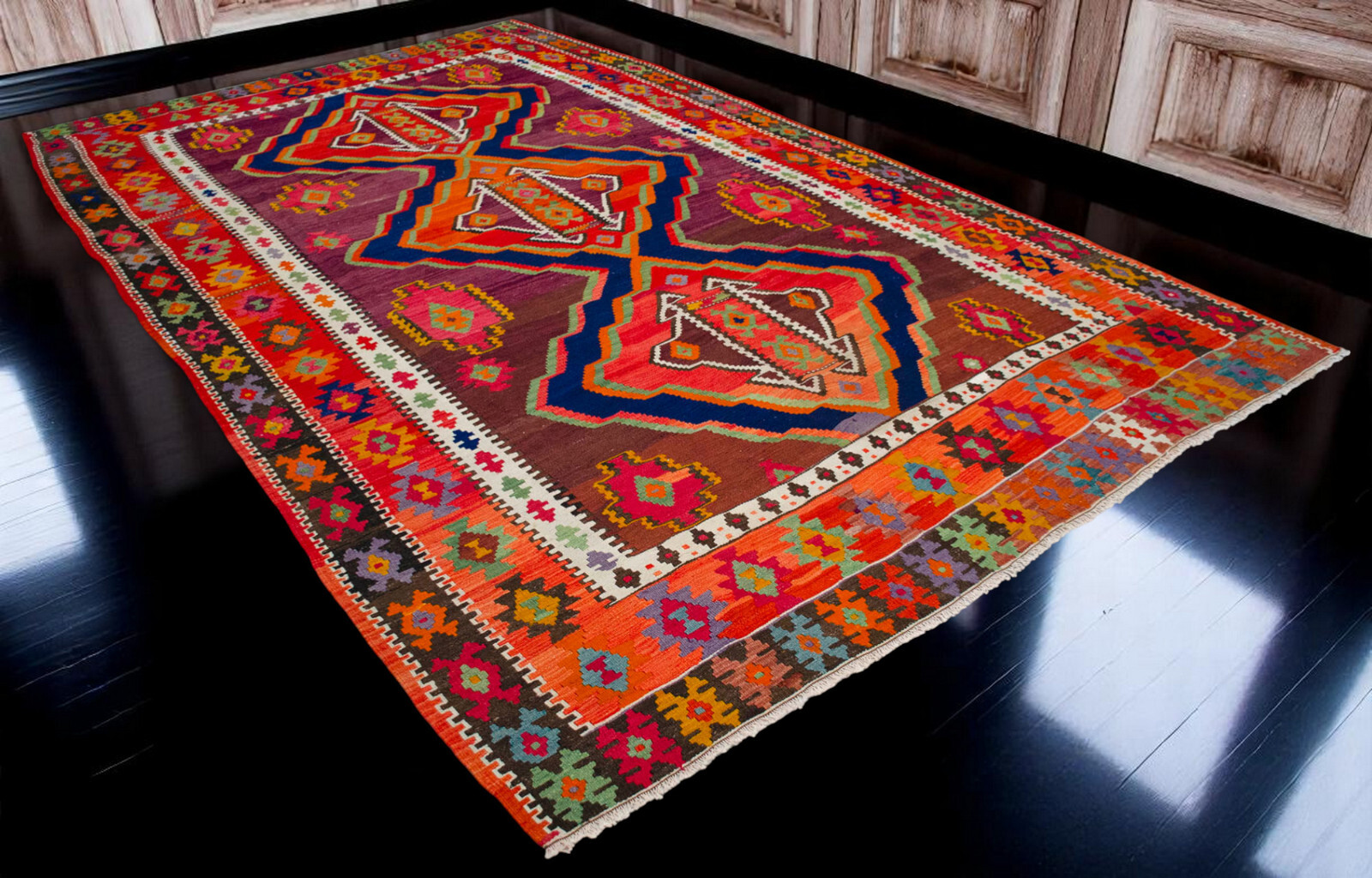 Turkish Hand Woven LARGE Rug Flat Weave Kilim pastel color Area Rugs 8×13 ft Rug