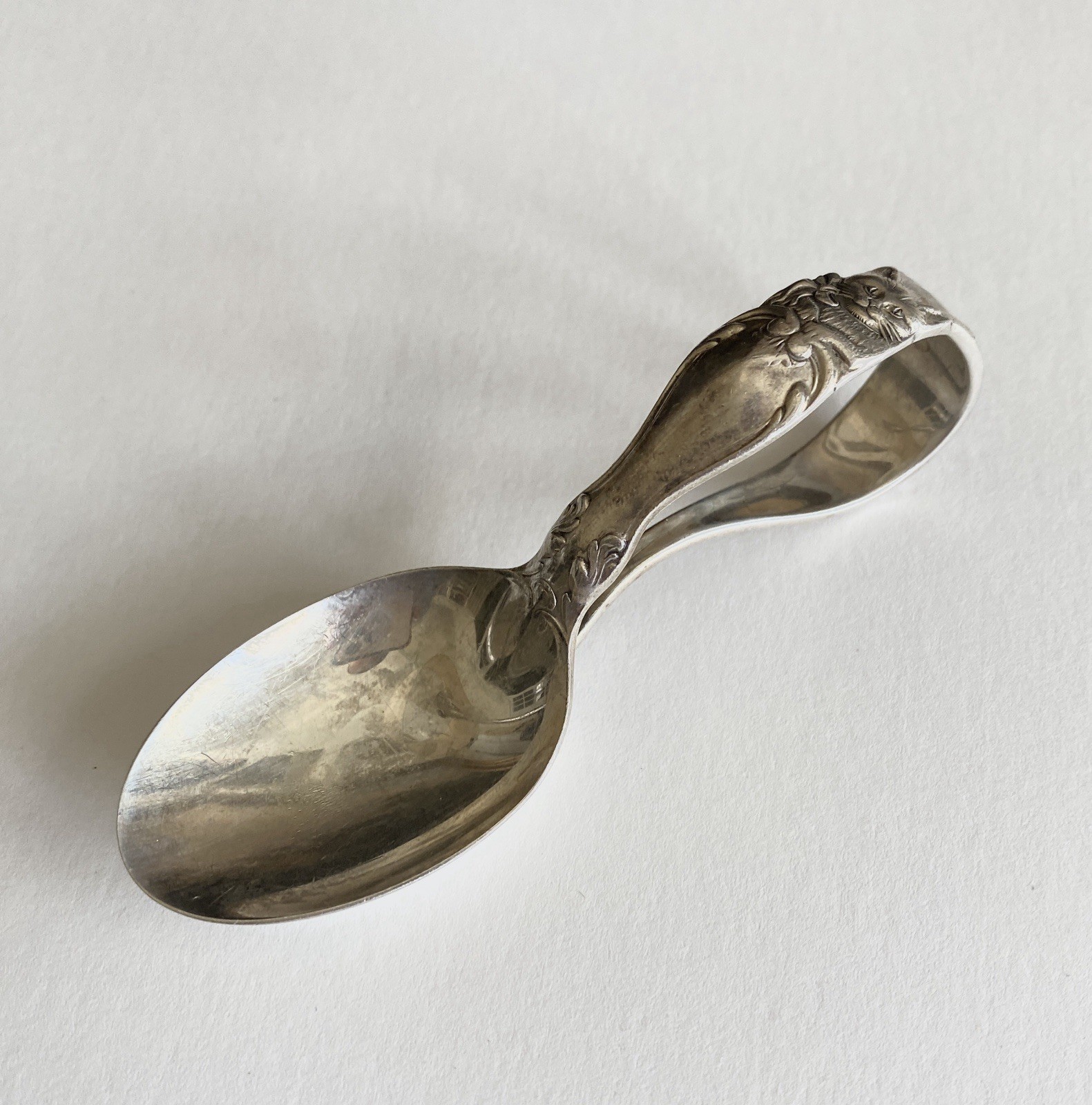 REED & BARTON Sterling Silver Kitten BABY SPOON United States Antique