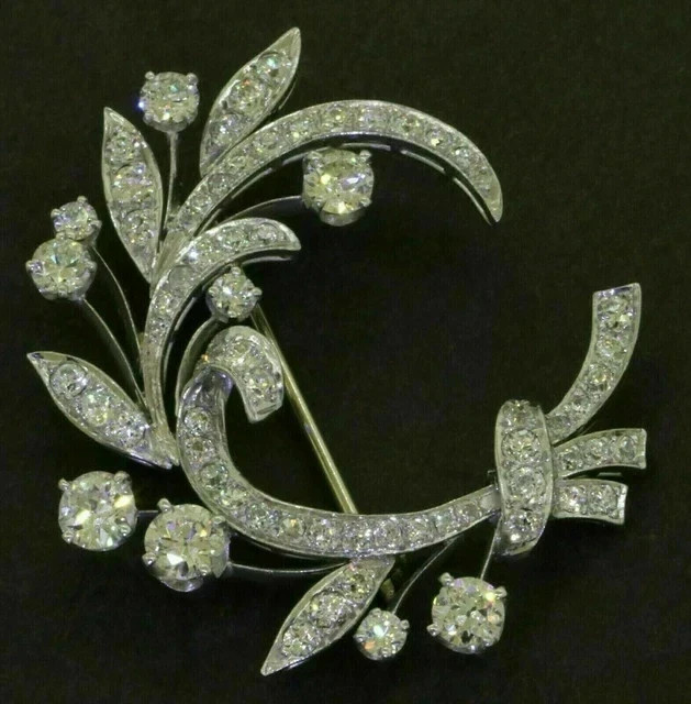 14K White Gold Plated 3.00Ct Round Lab-Created Diamond Pretty Unisex Brooch Pin