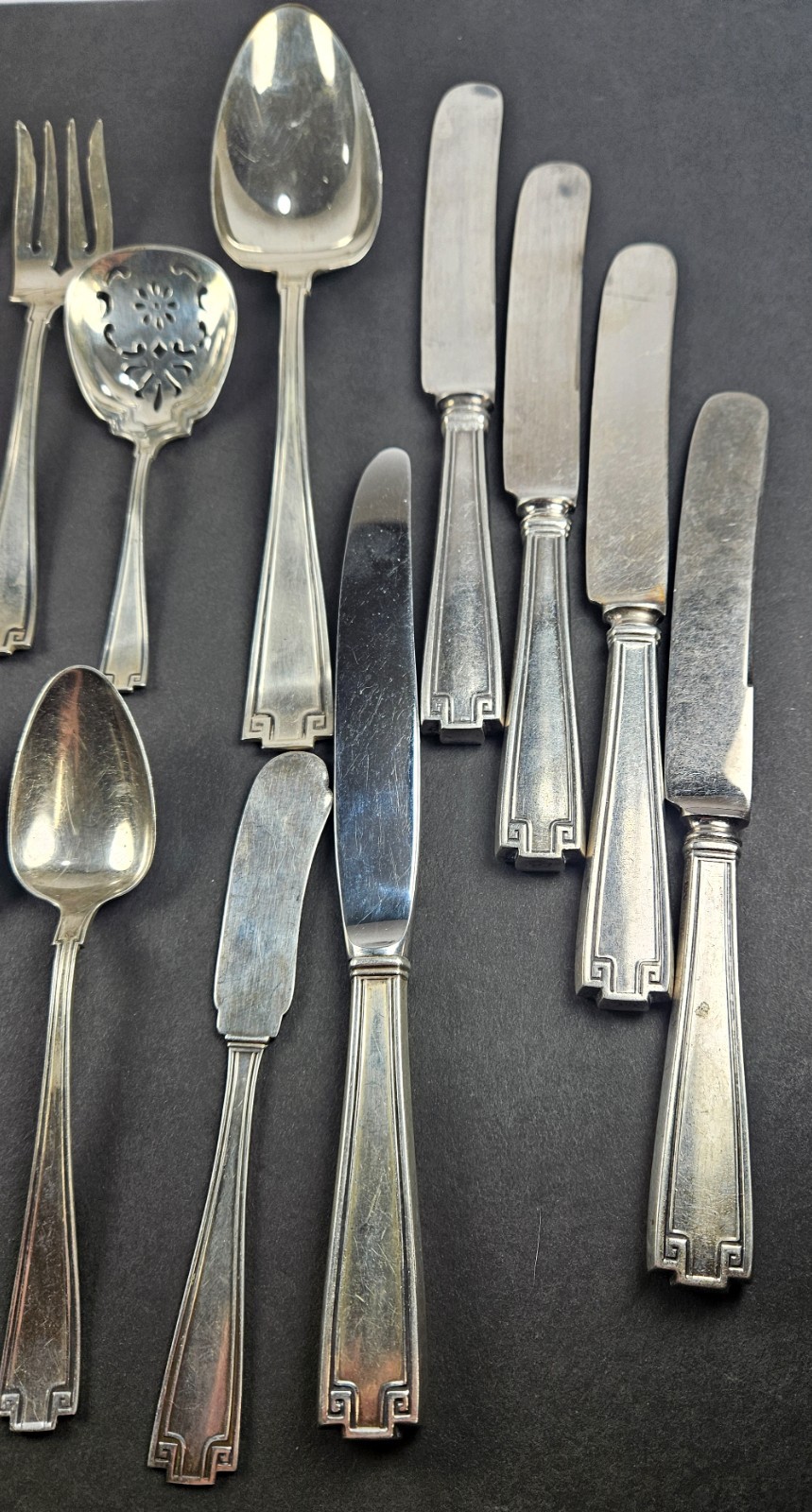 13pc 438g Gorham Etruscan Sterling Silver Flatware Lot – plus 5 Knives