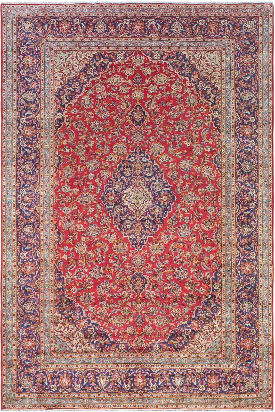 Fine 9’11” x 15’1″ Hand-Knotted Wool Area Rug – Traditional Medallion