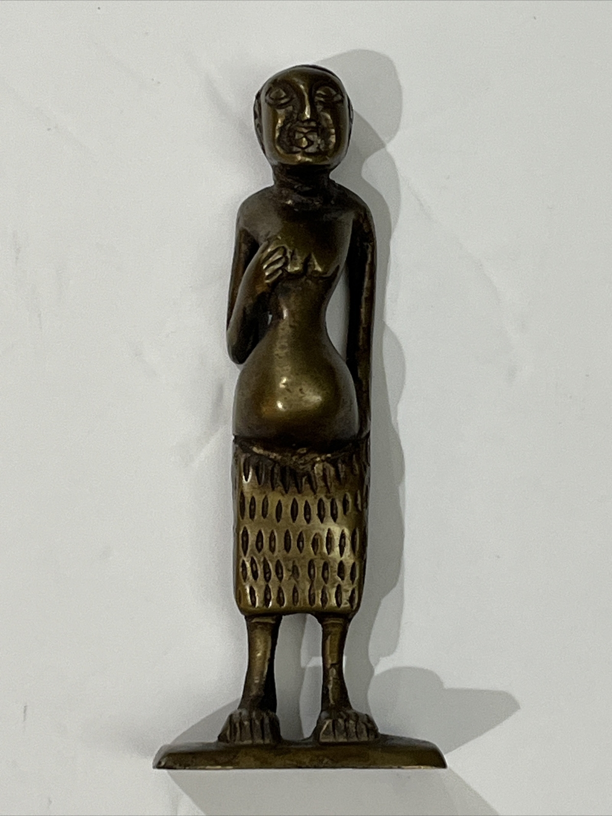 Vintage Unique Genuine African Art Bronze Sculpture 6”