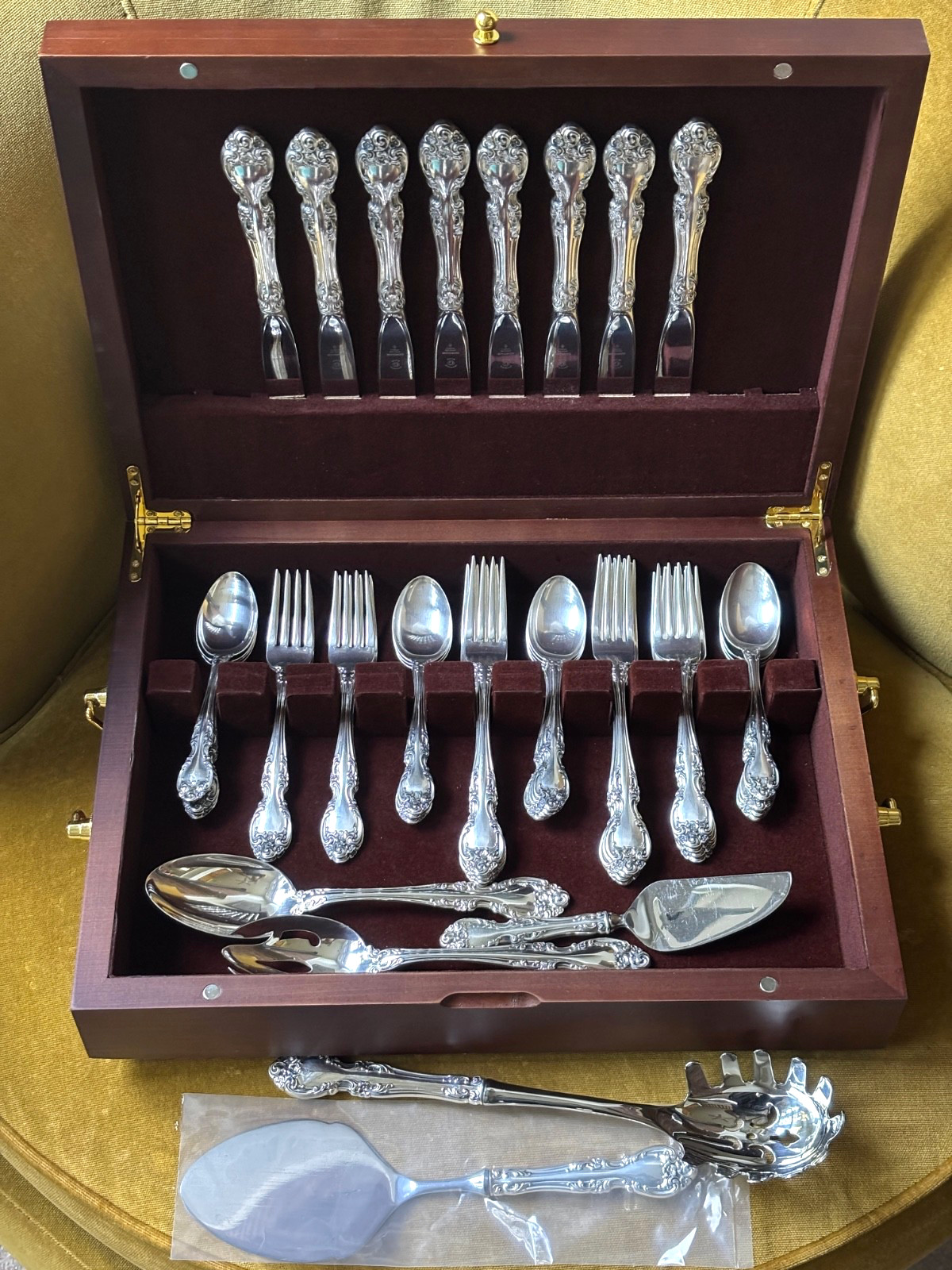 Gorham Melrose Sterling Silver 45pc Flatware Set Service for 8 in New Case