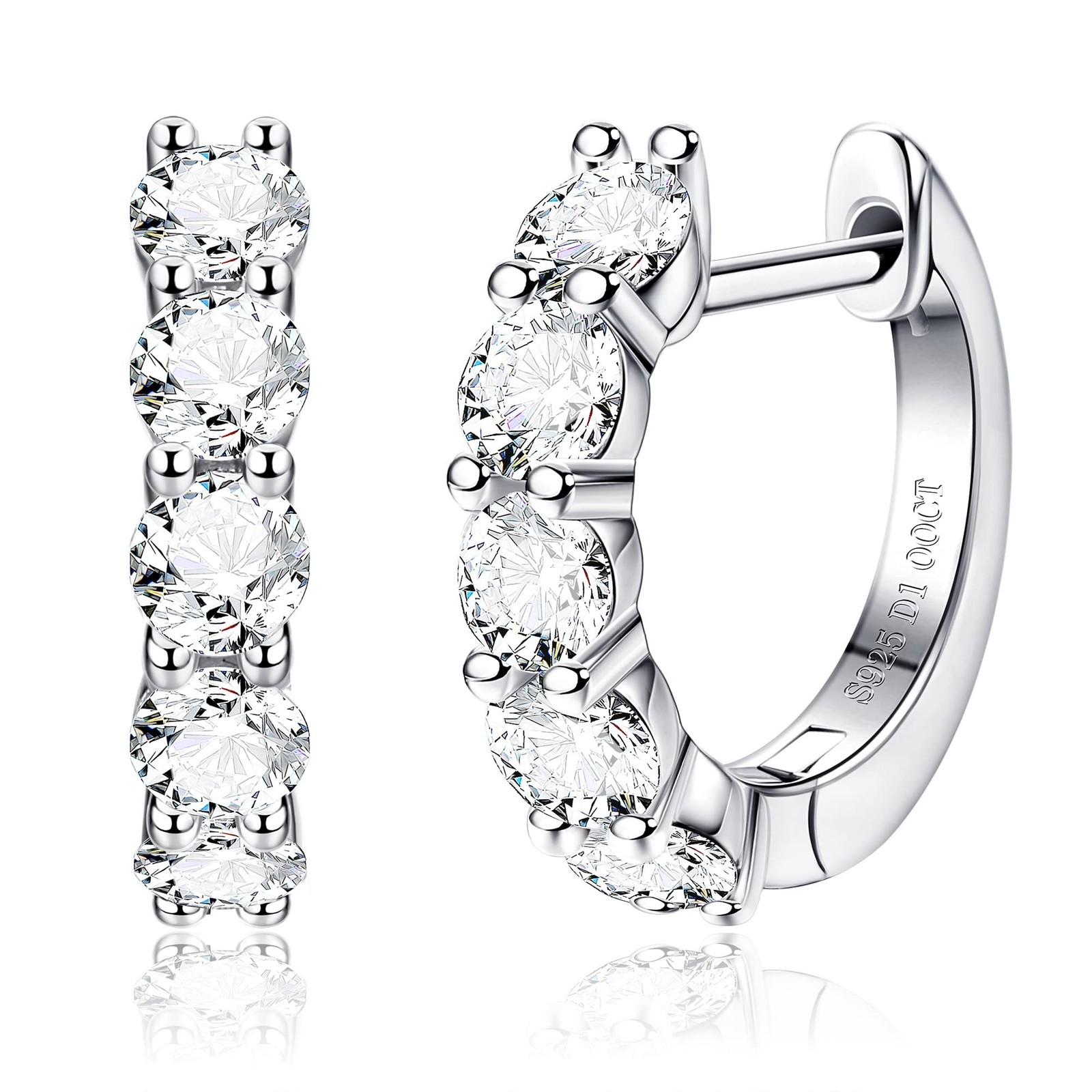 Moissanite Hoop Earrings,2.0ct D Color 14K Gold Plated Brilliant Round Cut Ea…