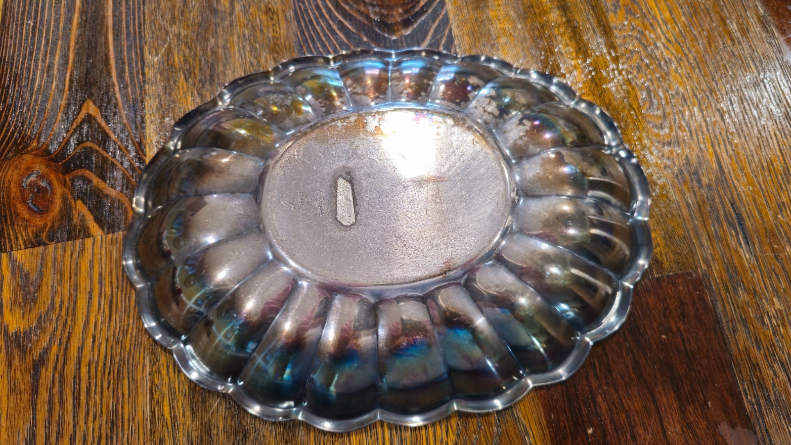 Vintage Reed & Barton silverplate dish “Holiday” pattern (model #113)