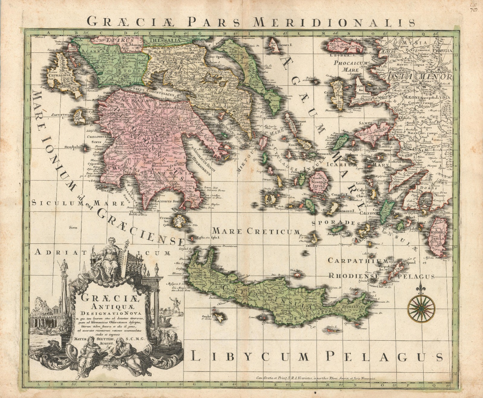 1740 Matthäus Seutter Map of Ancient Greece ‘Graeciae Antiquae Designatio Nova’