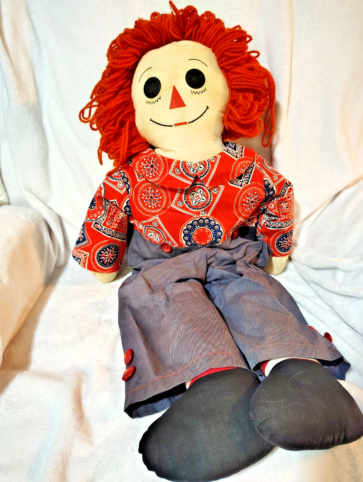Vintage Large Raggedy Andy Plush Doll 36 Inches