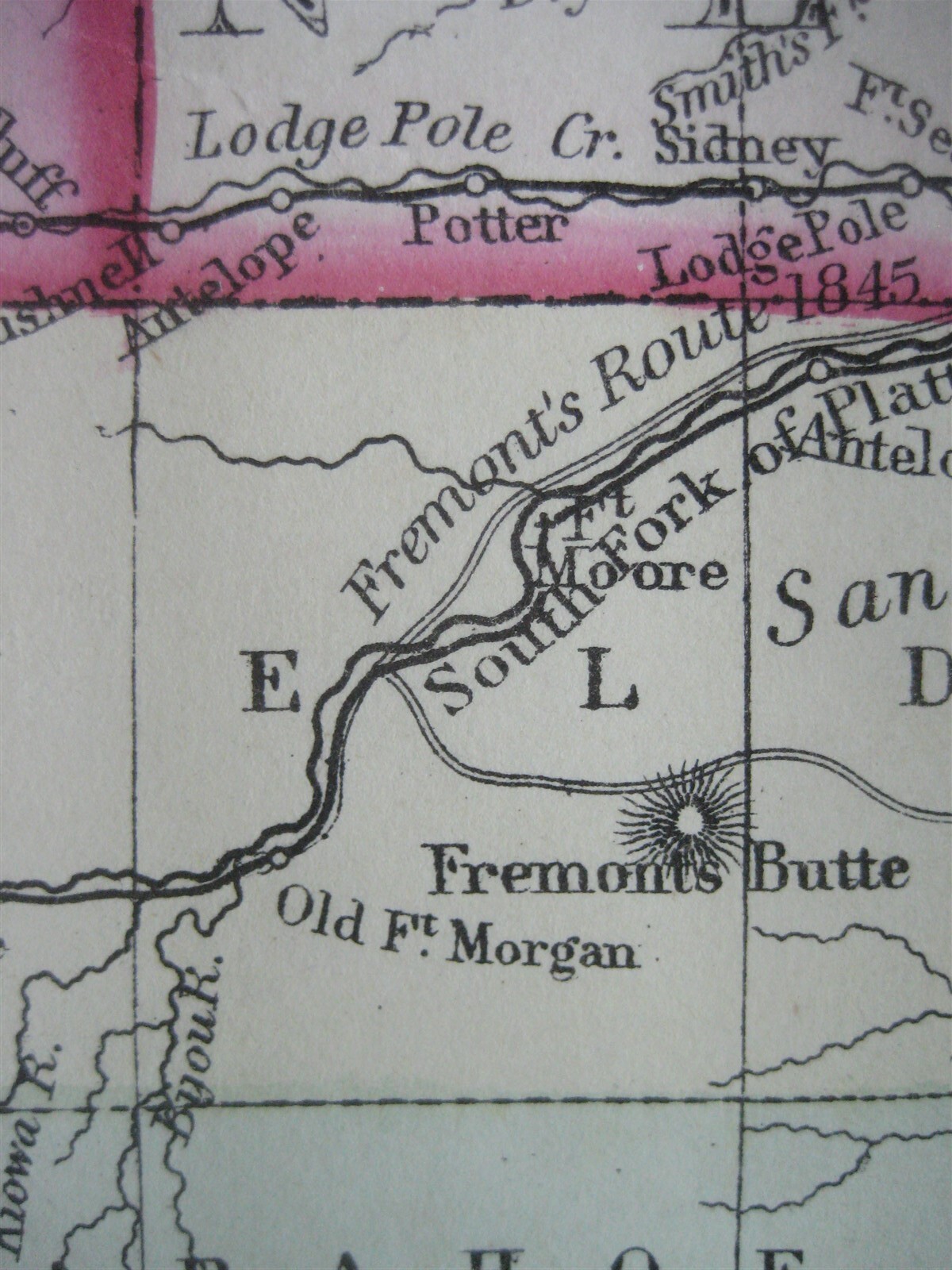 Original Color 1874 Mitchell Map COLORADO WYOMING DAKOTA MONTANA Trading Posts