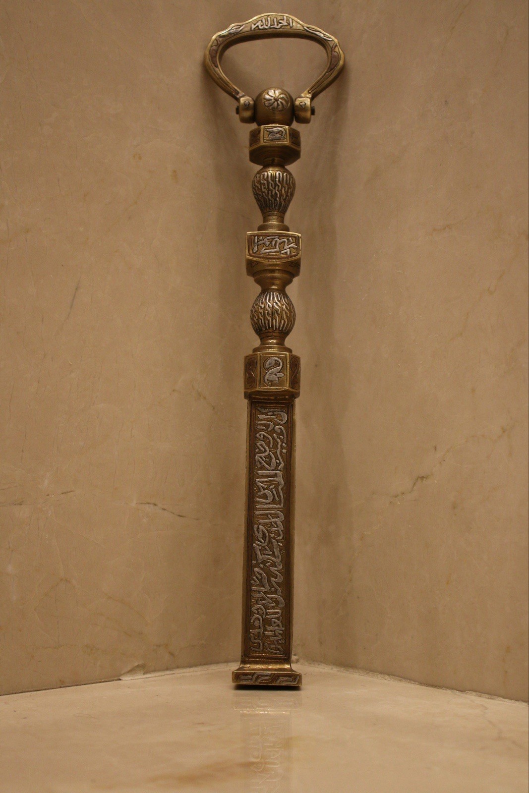 key of kaaba islamic ottoman Arabic mamluk revival brass & silver inlay Mecca