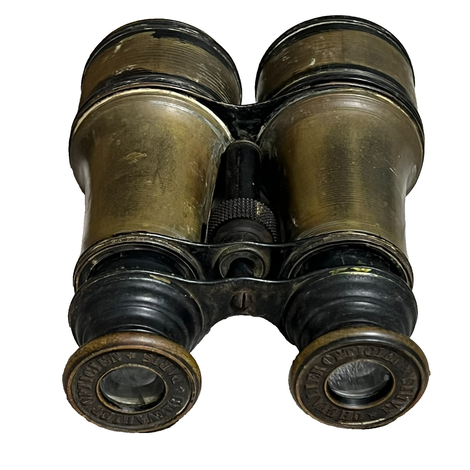 Antique Chevallier Paris Brass Binoculars French Optician Victorian Decor 1800’s