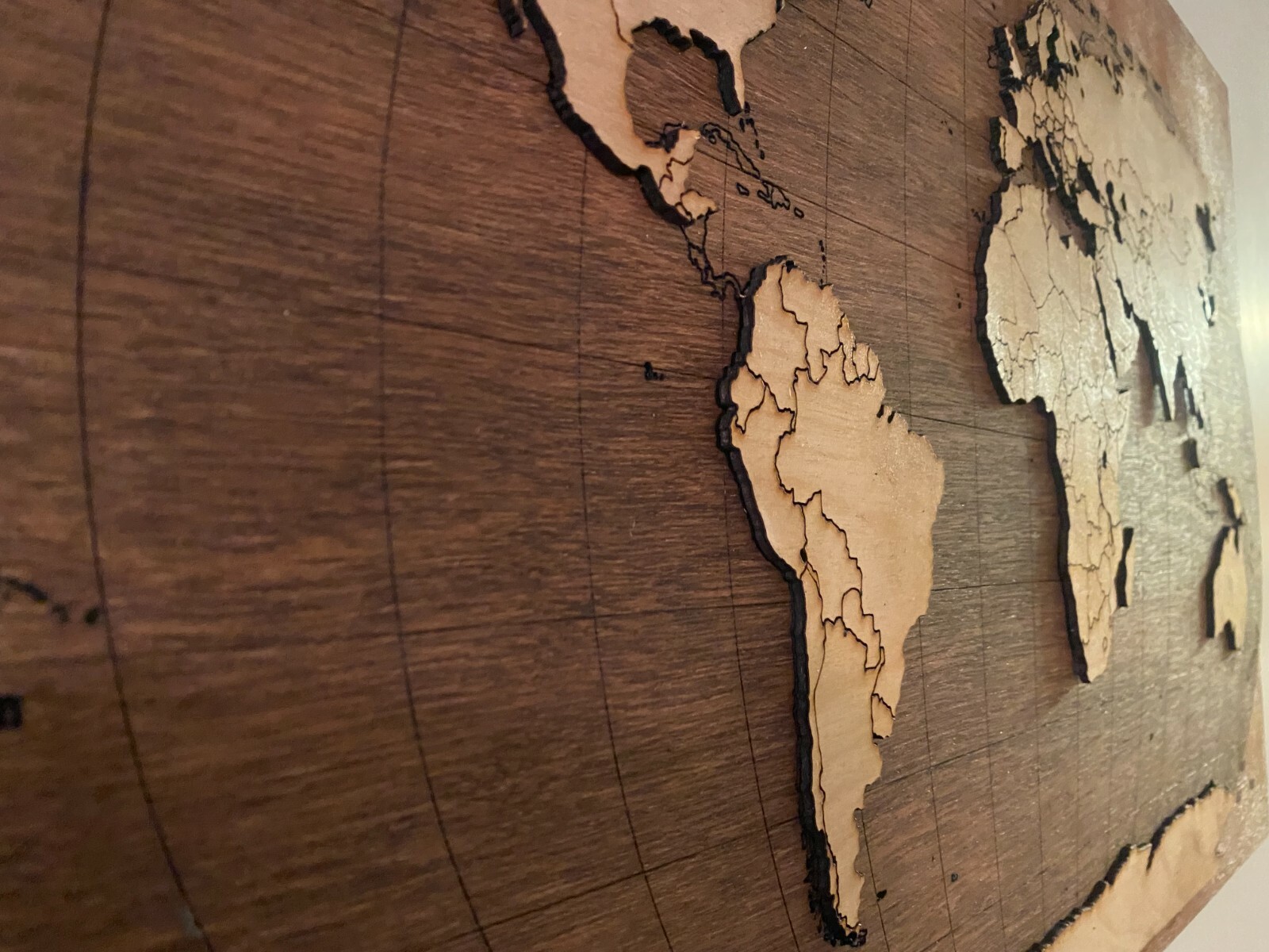 wooden world map