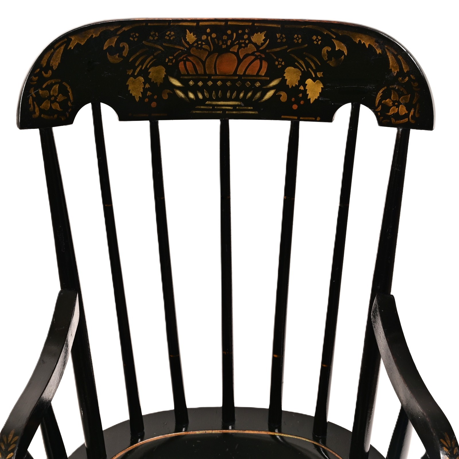 NICHOLS & STONE Hitchcock Original Vintage Signed Ebonized Childs Rocking Chair