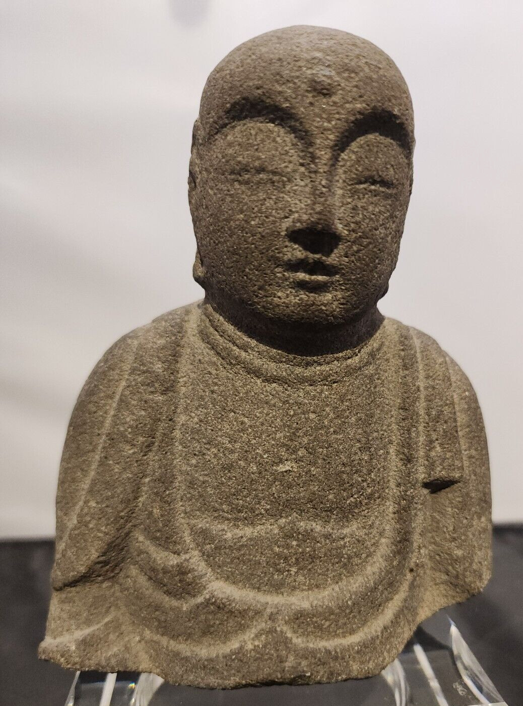 Stone Buddha Statue Bodhisattva Japanese Rare, Peaceful Protector