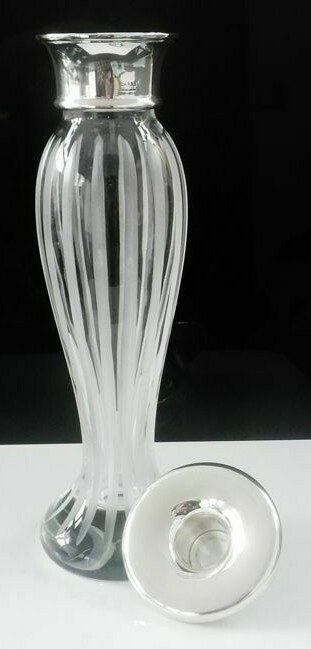 Dual Purpose Sterling Silver Glass Candlestick & Vase, Carr’s of Sheffield 2005