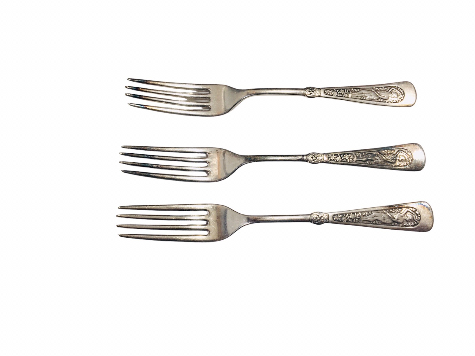 Antique 1847 ROGERS BROS Woman Arcadian Silver Plate Dinner Fork Lot of (3)