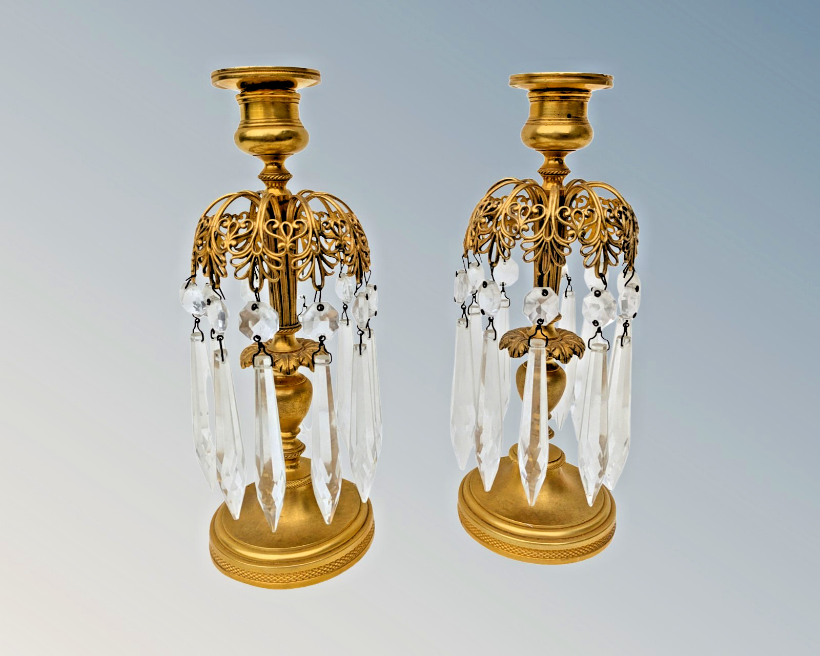 Pair Gilt Bronze Table Lustres