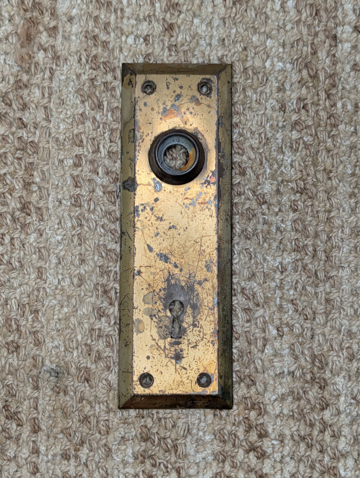 2 1/4″ x 7″ Antique Steel Door Knob Plate