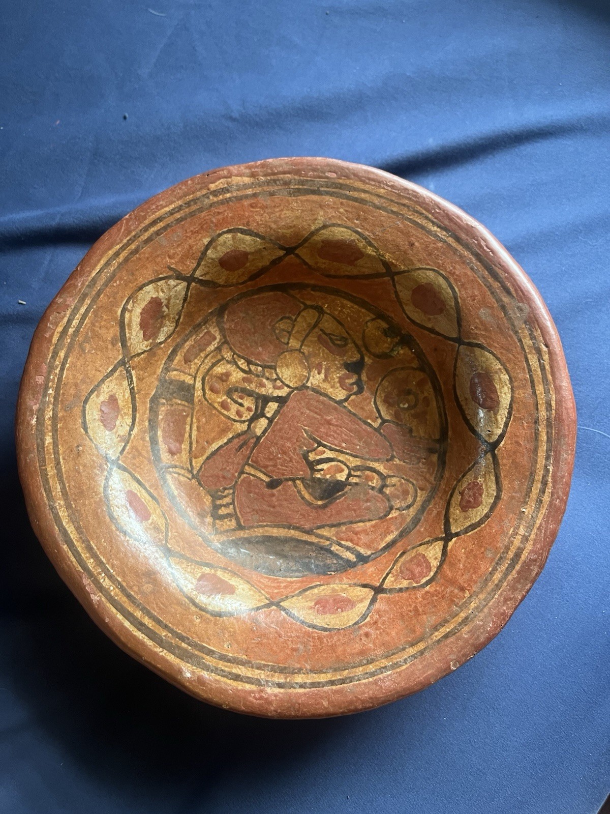 Mayan Tri Pod Rattle Vessel Artifact with Ancient Glyphs