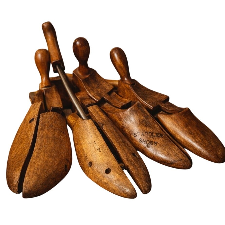 Antique 1926 Wooden Shoe Stretcher Lot 4 Stadler Cobbler Tools Industrial Study