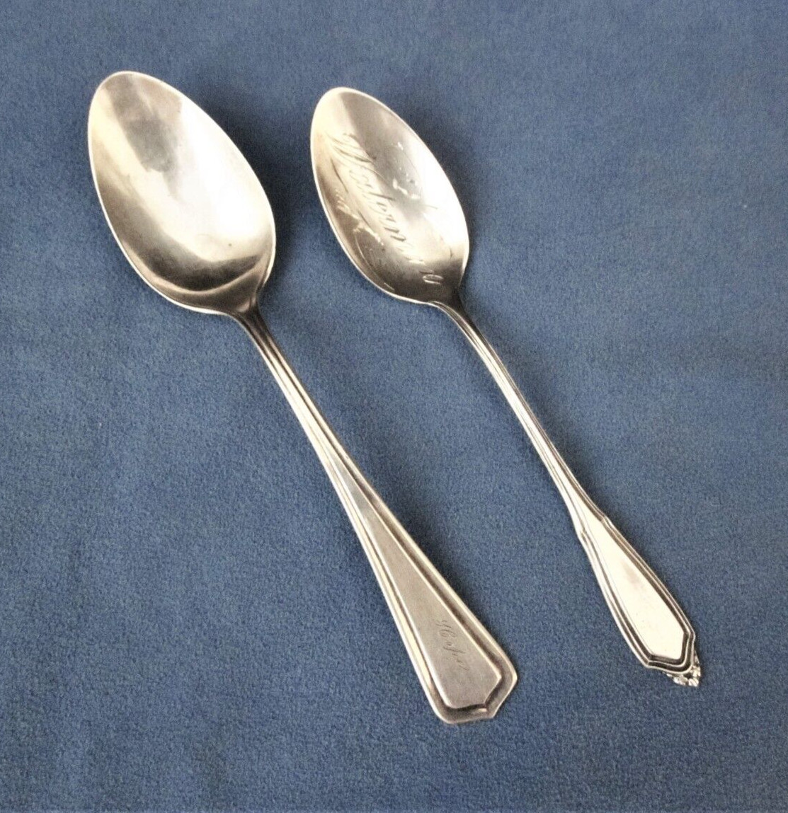 2 Antique Sterling Silver ca. 1917 RLB Rogers Lunt Bowlen Engraved Spoons – 31 g
