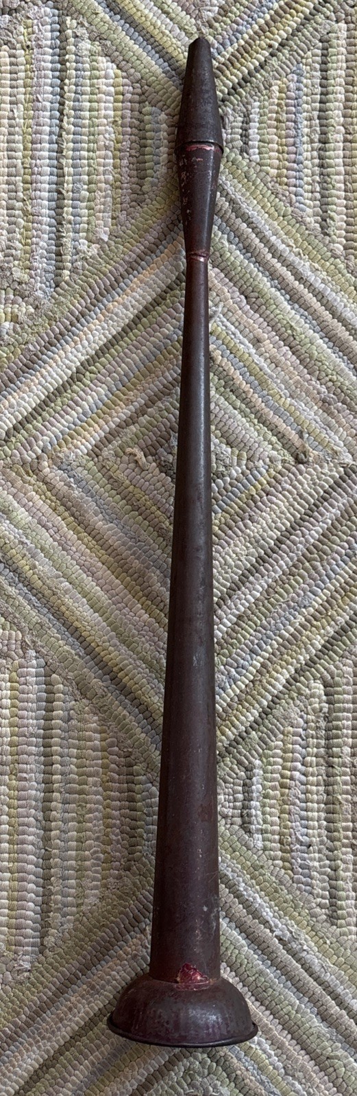 Antique Early Primitive Metal Tin Parade Horn 16.75”