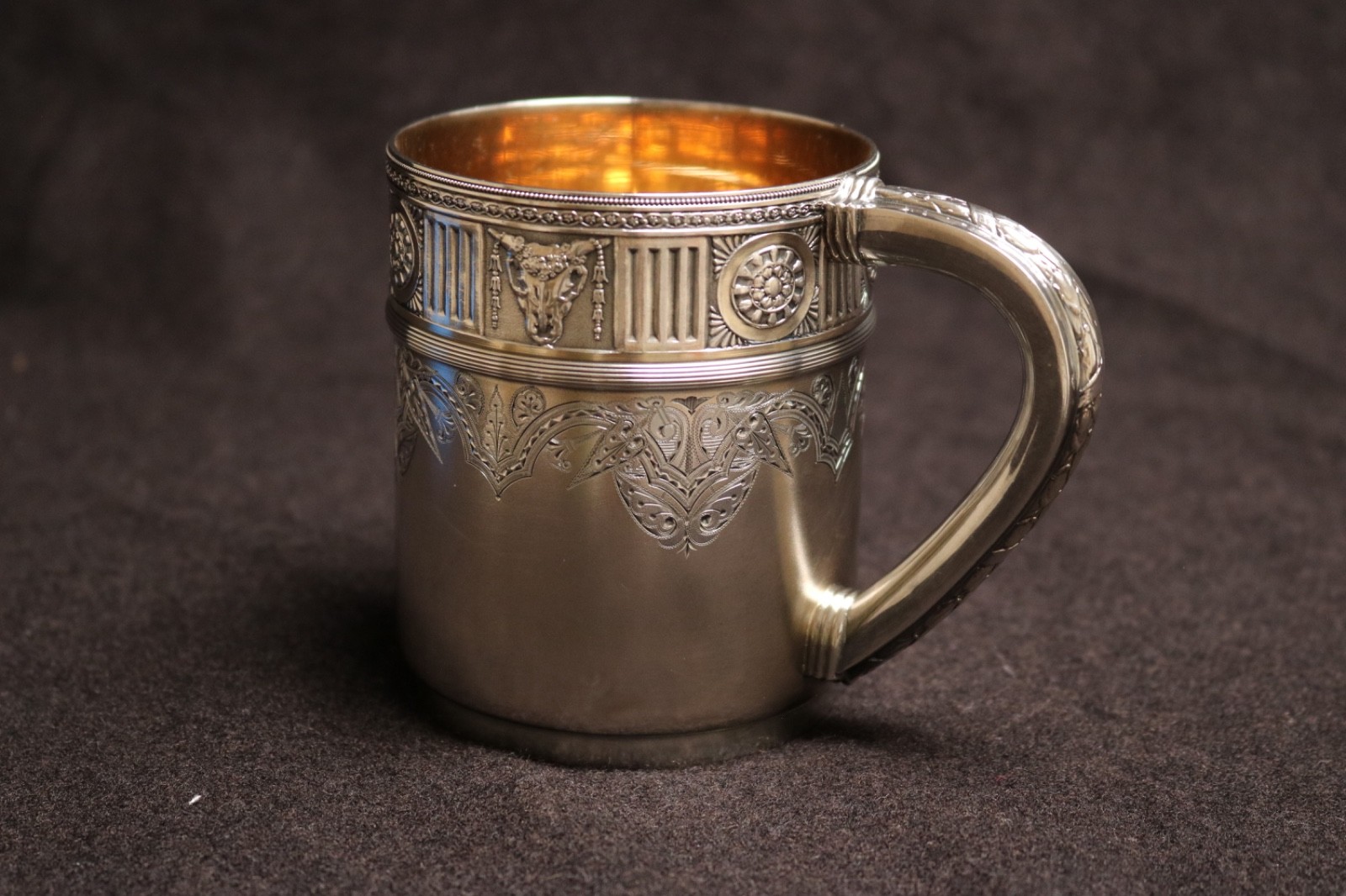 Antique Gorham Sterling Silver Gilt Lined Cup Mug 1225 312g Neoclassical Decor