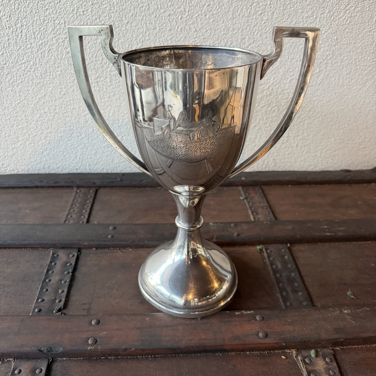 Antique William B. Kerr Sydney Sterling Silver Agriculture Farm Trophy Cup 848g