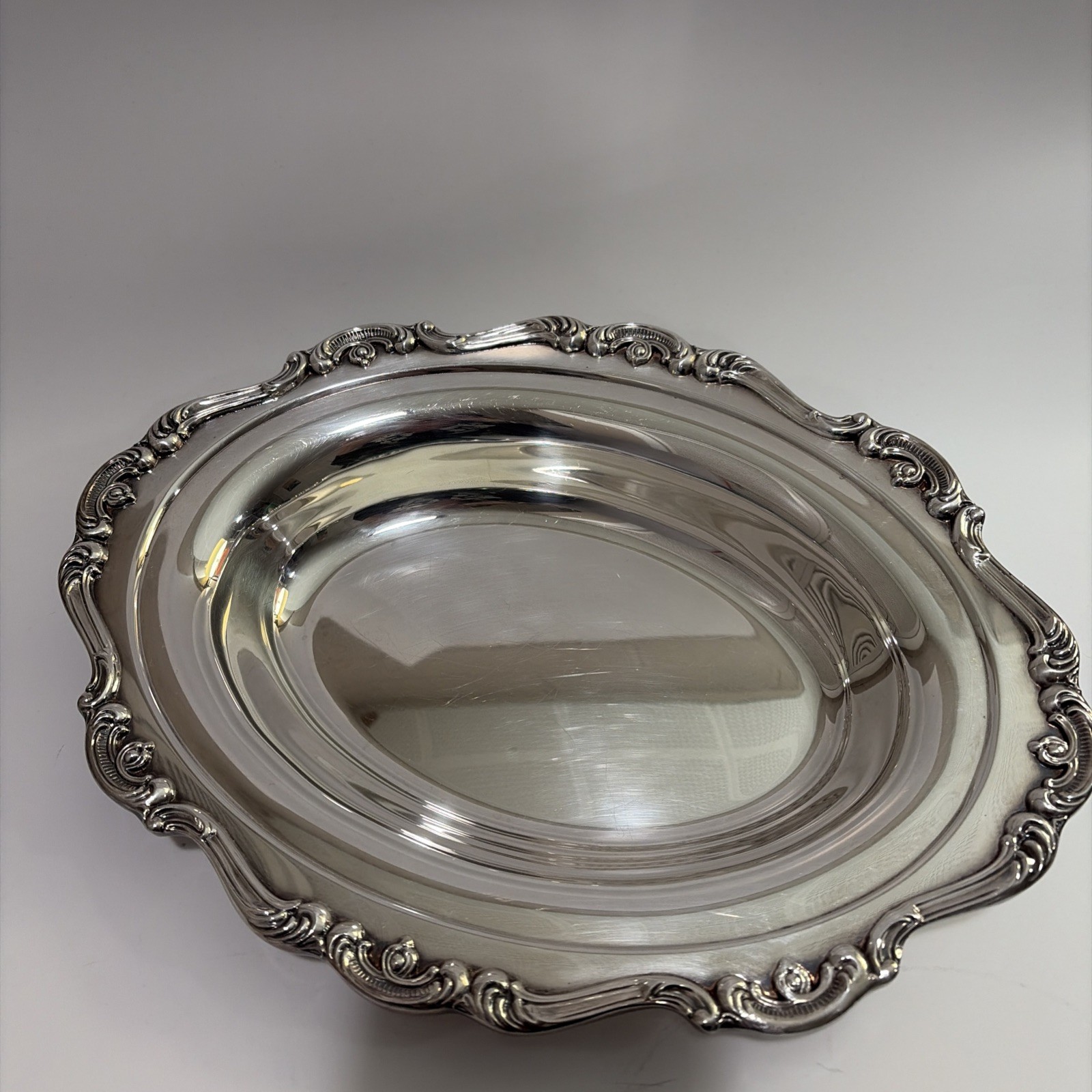 Vintage Gotham Silver Plated Oval Serving Dish “Newport” Pattern 12.5 x 9.25 in