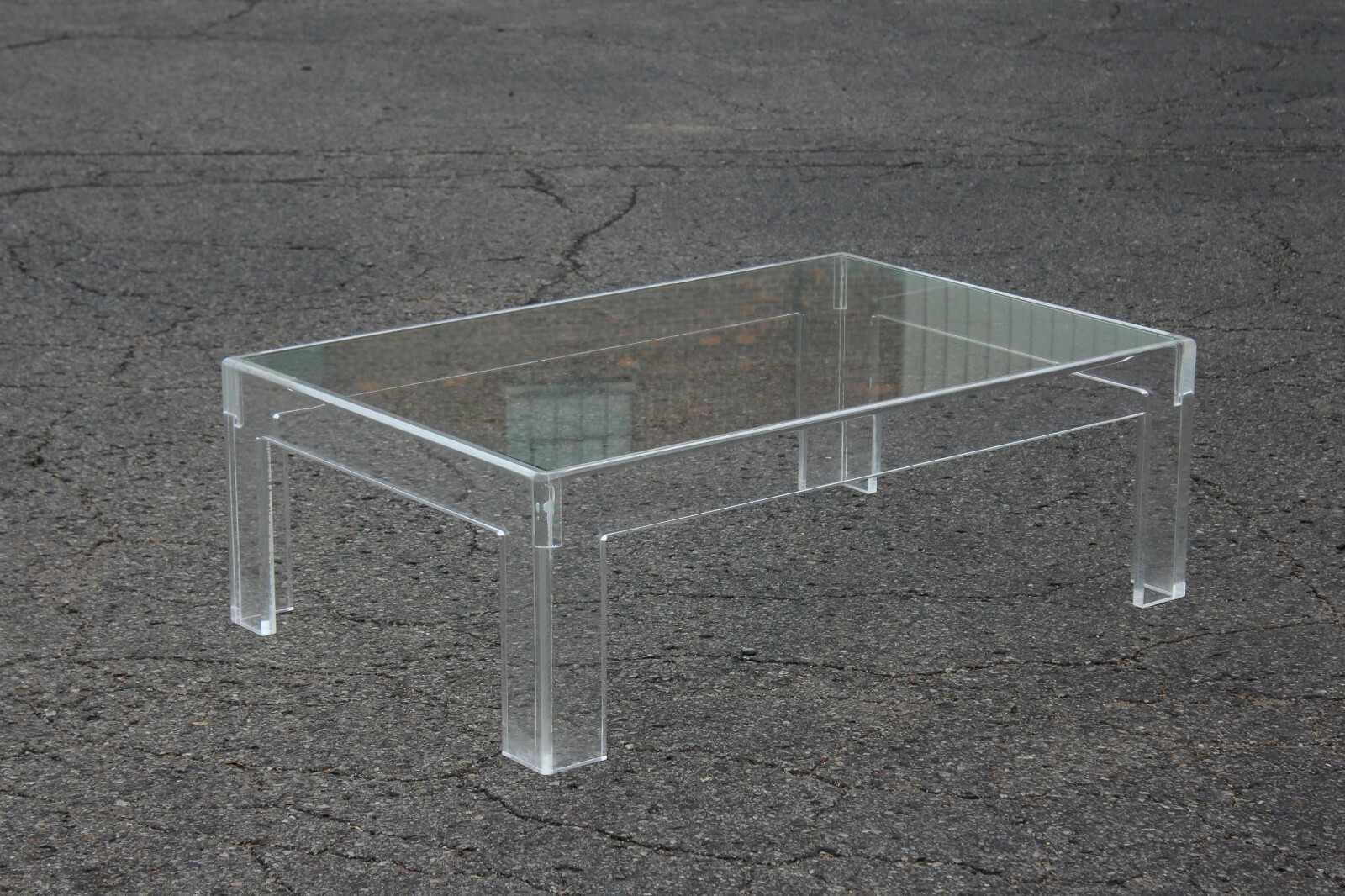 Thick Lucite Coffee Table With a Rectangular Form 48 x 32 Charles Hollis Jones