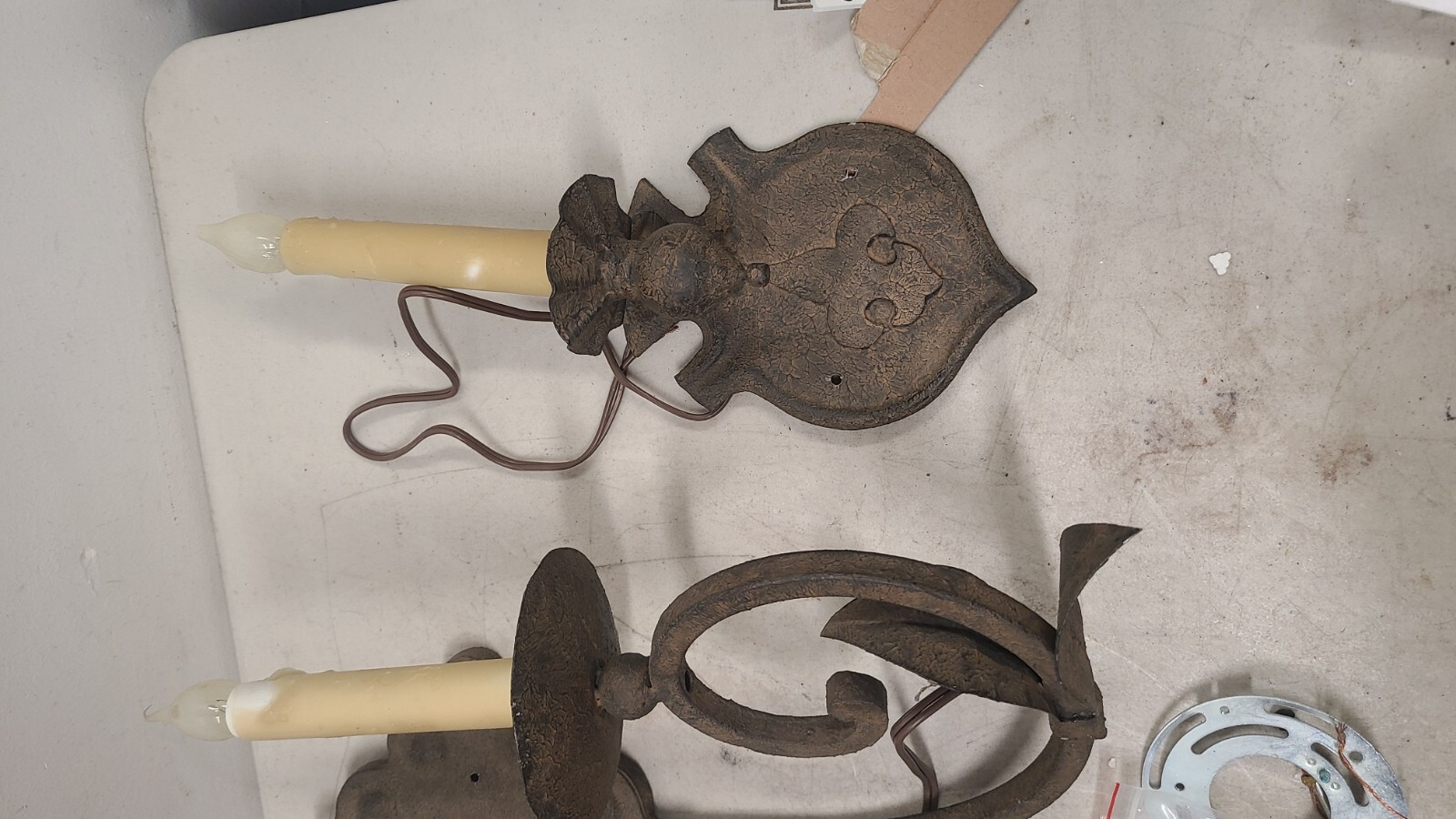 3 Lot Vintage Bronze Leaf Pattern Sconce, 3 Arms, 2 Arm, 1 Arm Medieval Look