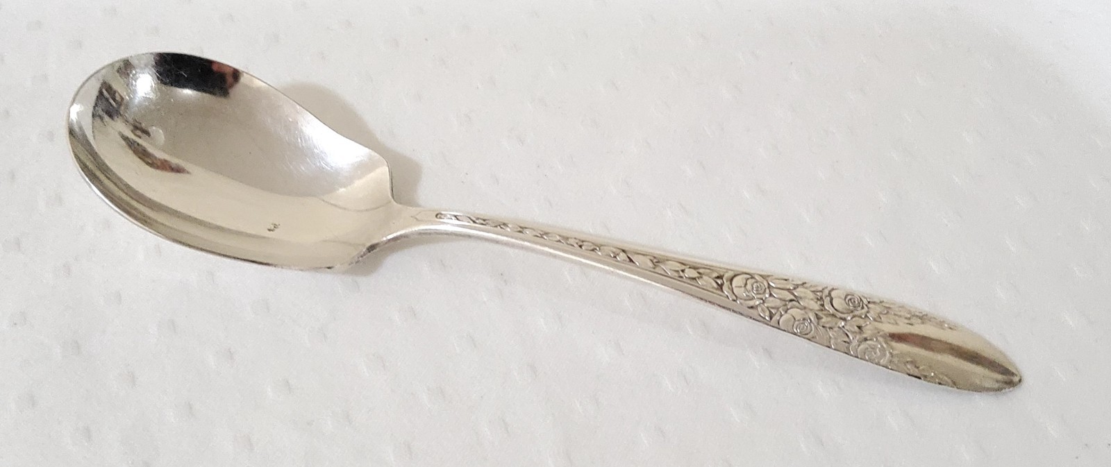 National Silver Company 1937 Rose & Leaf Pattern Silverplate Sugar Spoon