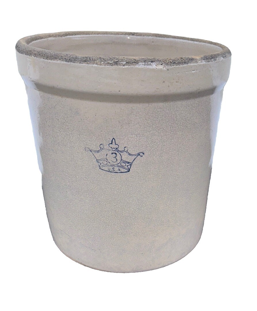 Vintage 3 Gallon Blue Crown Robinson Ransbottom Crock Pottery