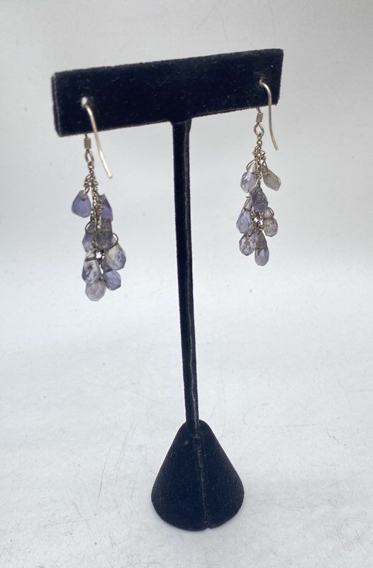 Sterling Silver 925 Amethyst Jewelry Lot of 3 Necklace & Earrings 22″ 15.8g
