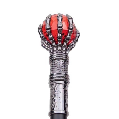 Steampunk Silver Clasp Red Artificial Ball Handle Cane/Walking Stick 93cm New