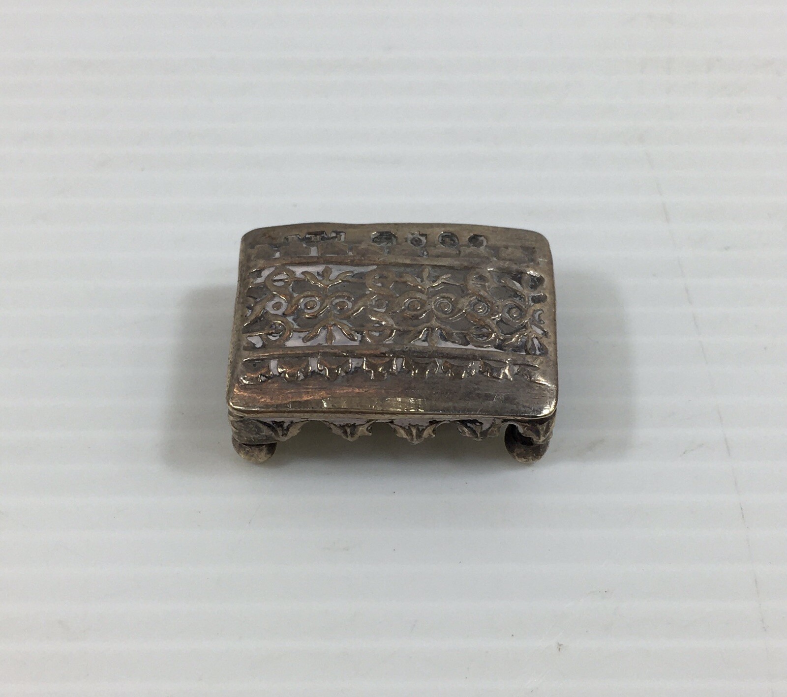 Rare Antique 1891 B H Joseph & Co Solid Silver Miniature Foot Stool 1cm High