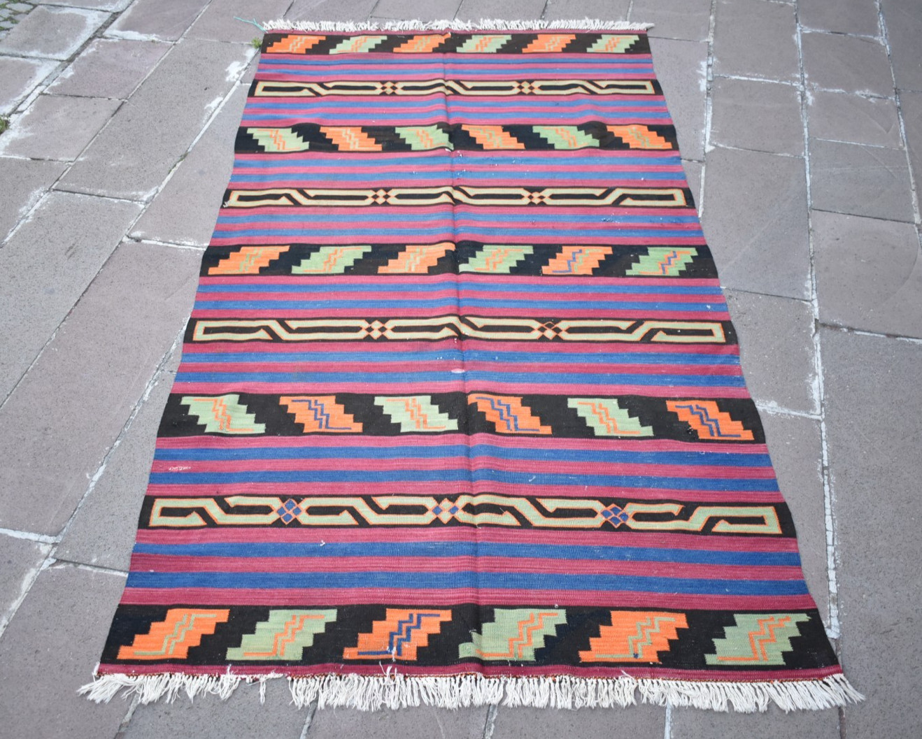 Antique Caucasian Rug 53” x 106” Collector’s item Worn Dagestan Wall Rug