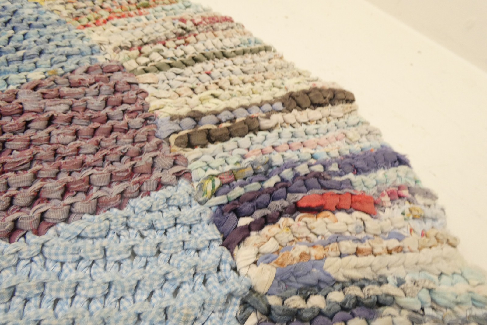 Vintage Hand Knitted Multi-Color Hooked Rug Spiral Earthtone Decorative Circular
